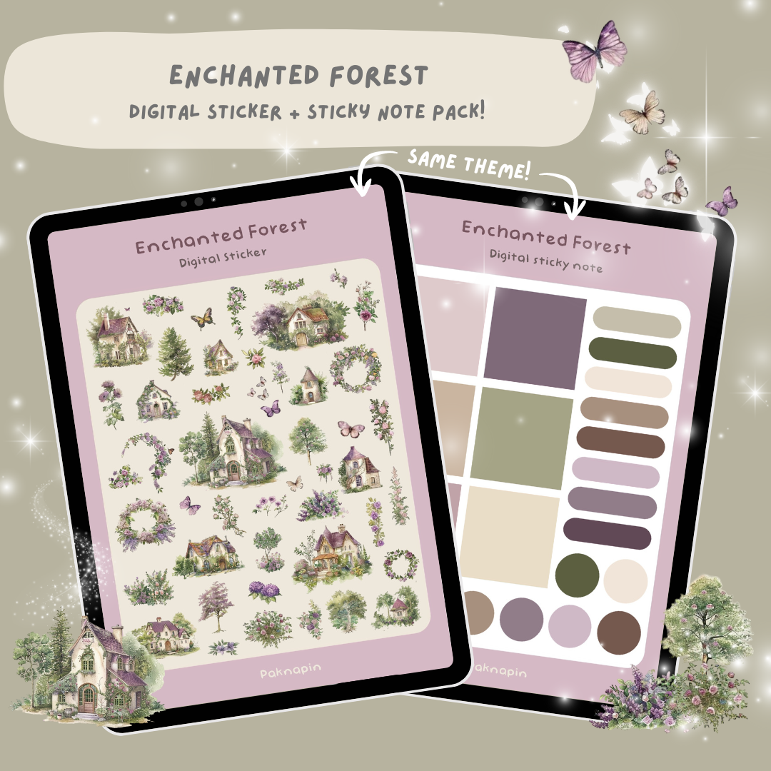 Value Pack! Enchanted Forest Digital Sticker and Digital Sticky Note by Paknapin