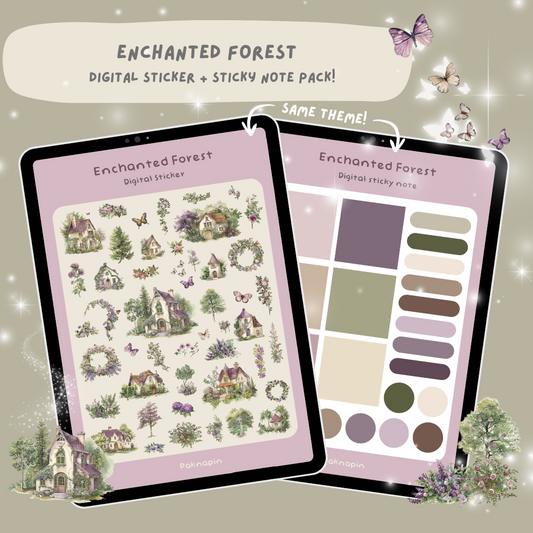 Value Pack! Enchanted Forest Digital Sticker and Digital Sticky Note by Paknapin